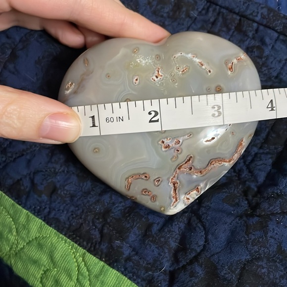 Large 1 puffy flower agate heart - Picture 6 of 8